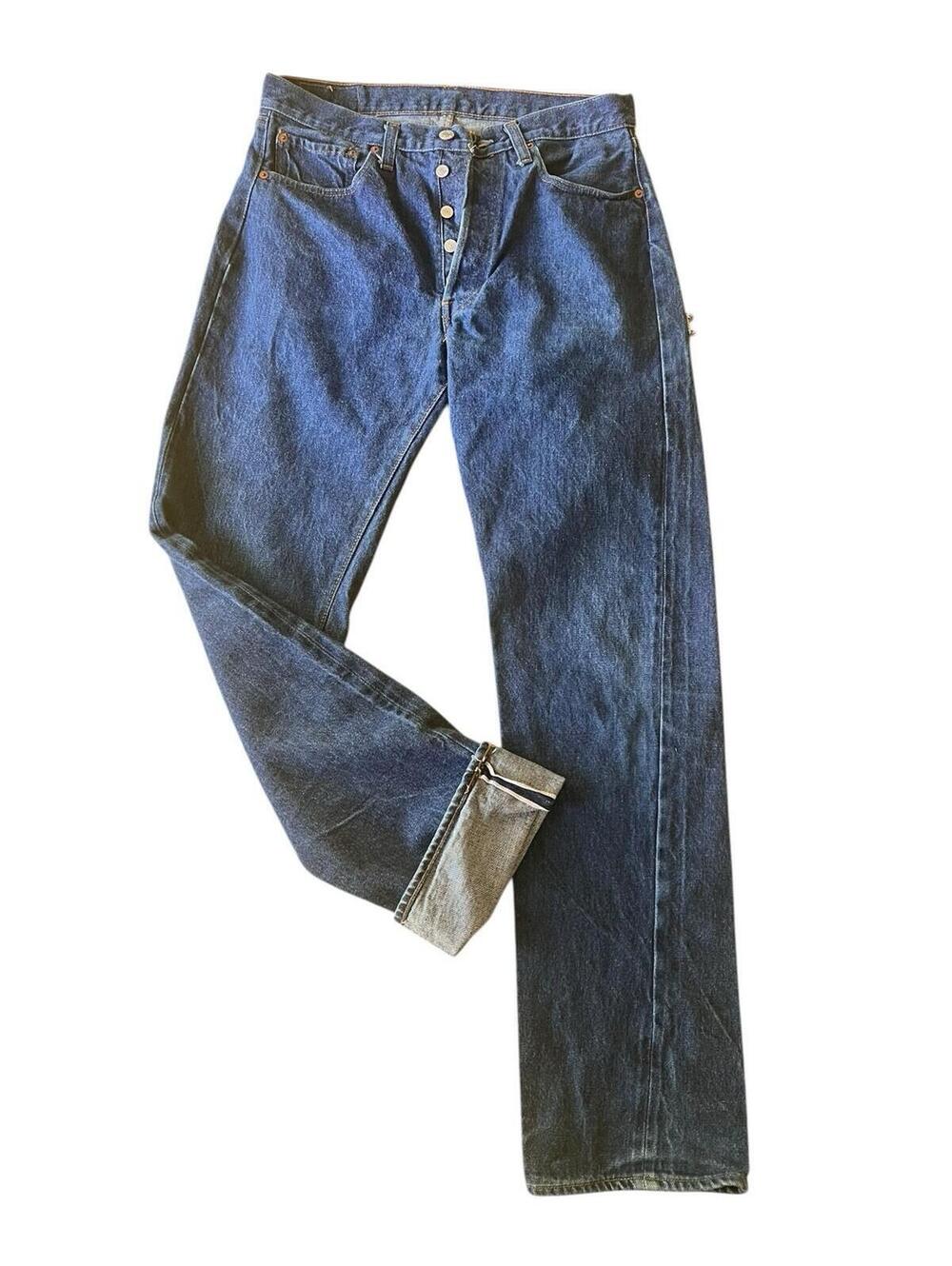True VINTAGE Levi’s 501 Redline Selvedge Jeans #6 Button - Chain Stitch- W30 L34